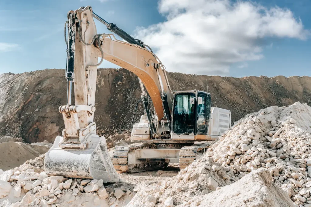 caterpillar excavator with large bucket on constru 2025 03 08 08 31 08 utc